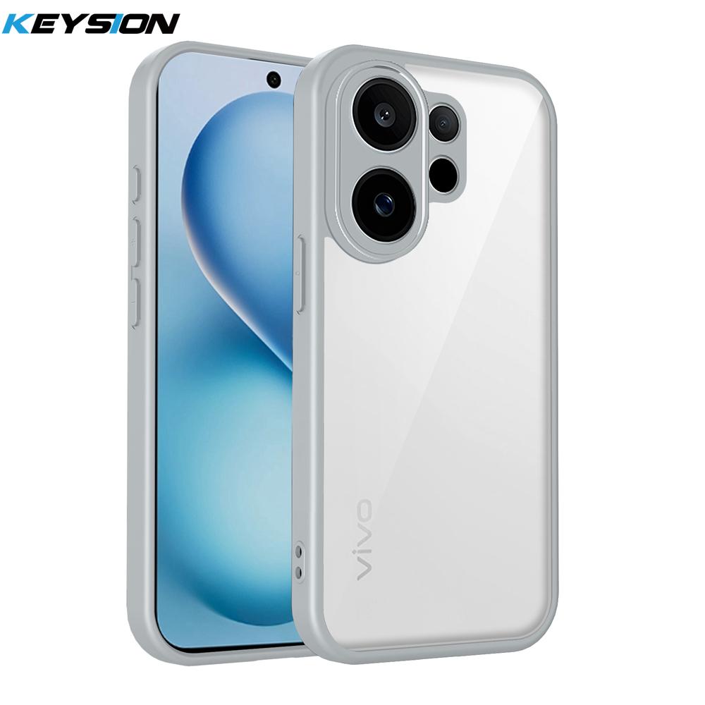 

KEYSION Прозрачный чехол для телефона VIVO V60 Мягкий силикон+ПК Прозрачная противоударная задняя крышка для телефона VIVO V60 5G for VIVO V60 серый