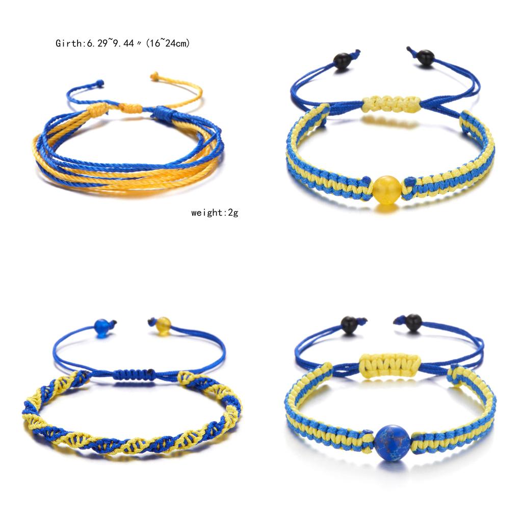 Ukrainische Flagge Handgefertigte Perlenarmbänder mit verstellbarem Seil für Reise Geschenke