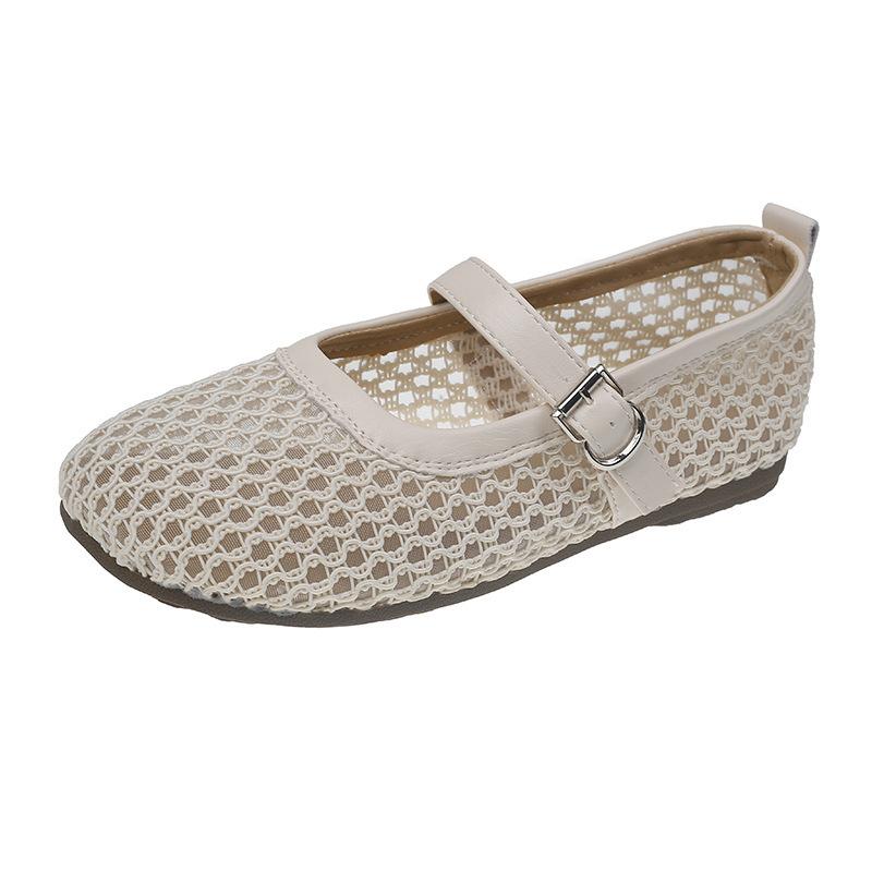 Hollow Mesh Fishing Net Shoes Women's Summer New Versatile Simple Woven Belt Mary Jane Women's Shoes
