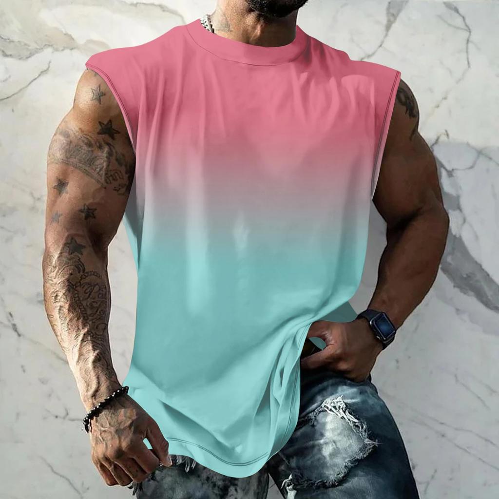 Men Sleeveless Tank Top Muscle Shirt Casual Loose Fit Basic Plain Undershirt Summer Sportswear Workout Gym Vest