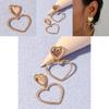 W240 Gold Tone Heart Earrings With Metal Design For Travel Memories And Special Occasions