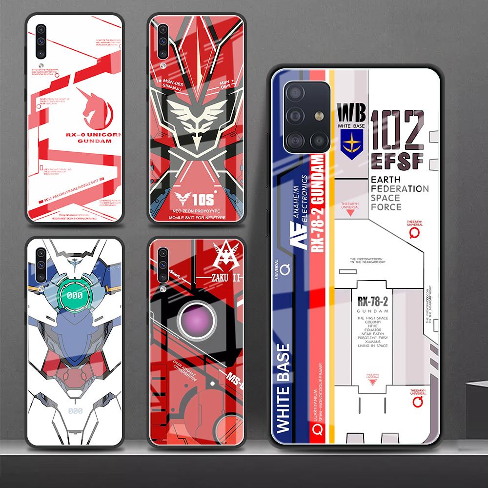 

Gundam Unicorn Mask Glass Case For Samsung Galaxy A52 A51 A71 A50 A21s A12 A70 A31 A53 A72 A32 A13 A41 A30 A10 A23 Phone Cover