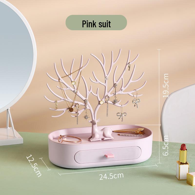Antler Jewelry Stand: Deer-Shaped Rotating Earring and Necklace Organizer