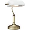Luminária de Mesa de Banqueiro com Abajur Ajustável Interruptor Basculante para Escritório Biblioteca Branco