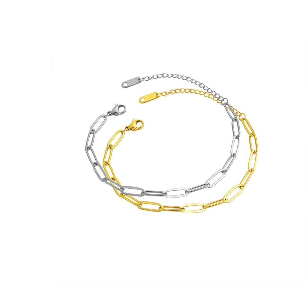 European & American Gold Stainless Steel Paperclip Chain Bracelet for Women