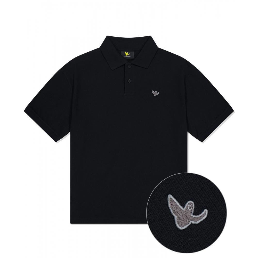 

WHATITISNT Angel Polo Short Sleeve TShirt Black