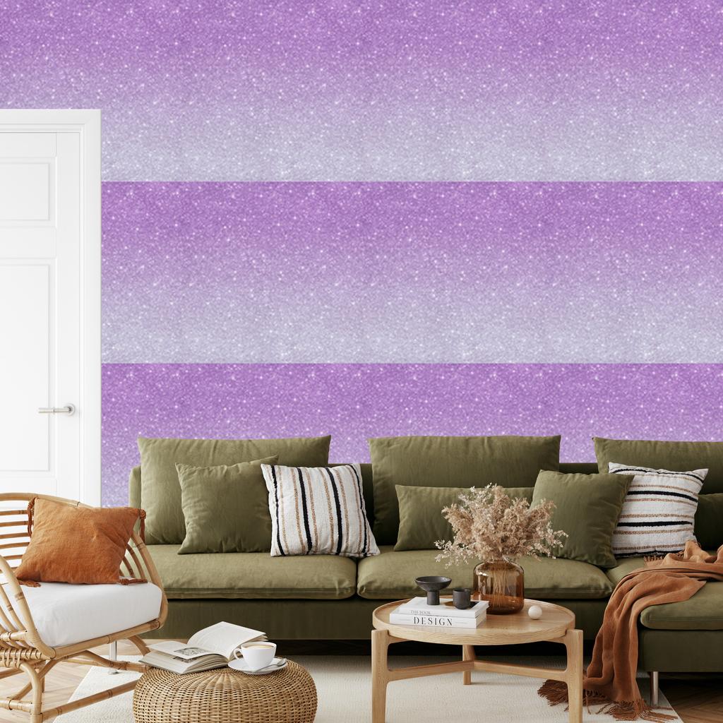 Glitter wallpaper purple, lavender and light gray 50x1000