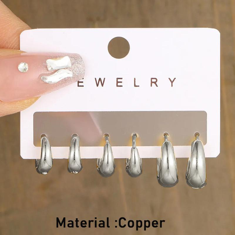 

6 шт./компл., минималистичные серьги-кольца из сплава для женщин, простые металлические круглые маленькие серьги в стиле панк, унисекс, рок-ювелирные изделия