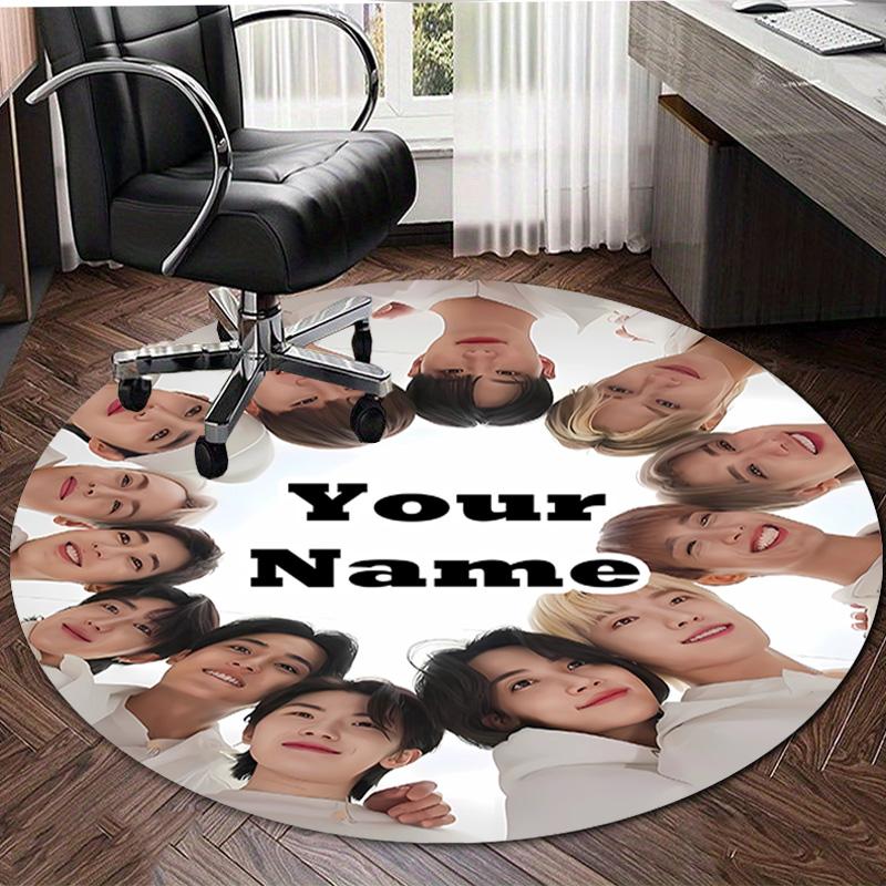 Personalized K-Kpop Team Round Chair Office Rug - Perfect for Mat, Office Chair & More - Ideal Gift for Birthdays and Holidays