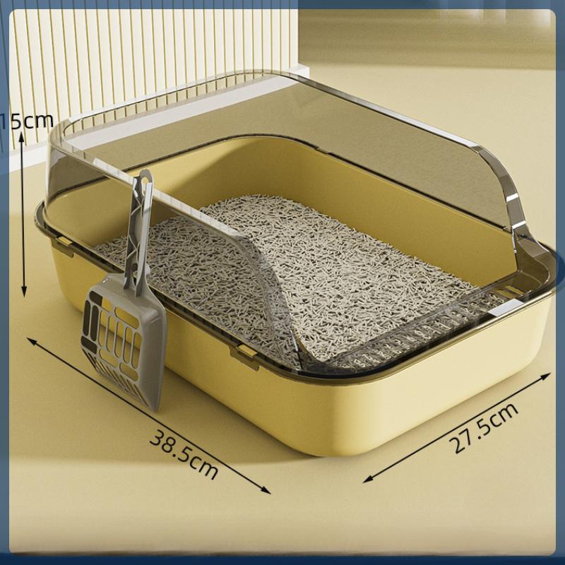 Caja de Arena para Gatos Kitty Sandbox Baño para Gatos Semicerrado Palangana de Limpieza Suministros Aseo para Mascotas Bandeja para Gatitos Bacinilla Accesorios Suministros