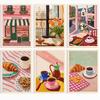 Coffee Shop City Bakery Illustration Croissants and Cookies Art Poster Canvas Painting Wall Print Picture for Kitchen Home Decor