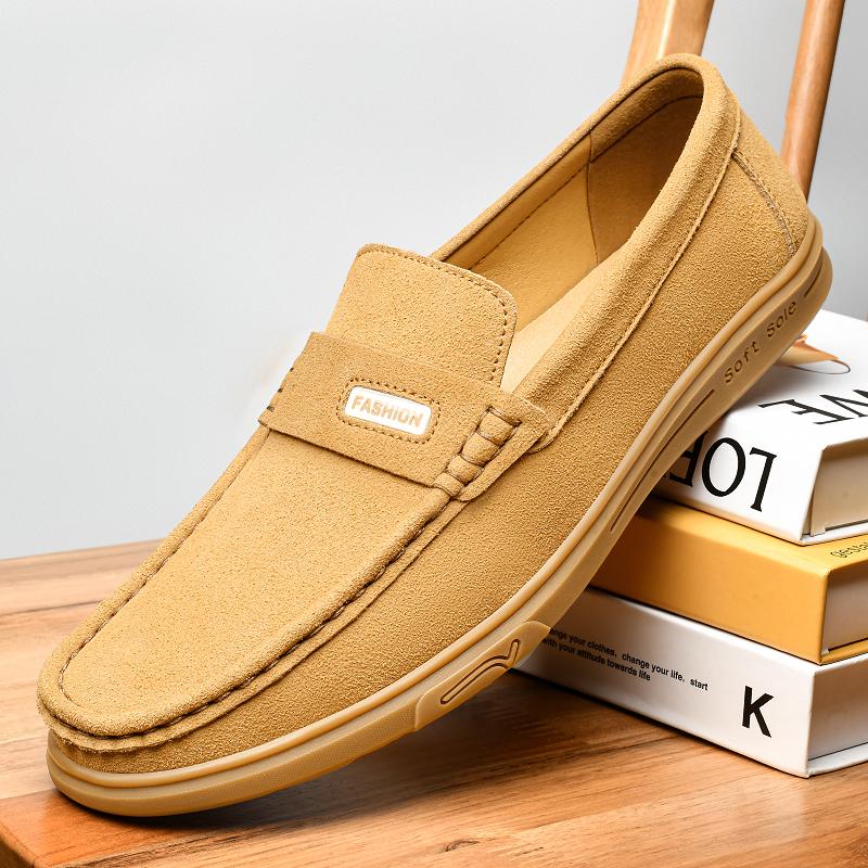 Fashion British Style Men's Outdoor Breathable Outdoors Loafers Fashion Brand Men's Comfortable Soft Sole Suede Round Toe Casual Shoes