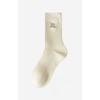 Women's Mid-calf Socks, Sweat-absorbing and Odor-proof Pure Cotton Socks, Breathable and Anti-pilling Pile Socks, Embroidered Versatile Socks