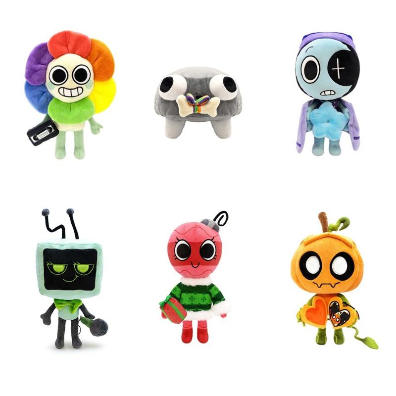 Nové magnetické plyšové panenky Dandy's World, postavičky s hlavou duhového květu/Gourdyho/TV, plyšové hračky, měkké herní předměty pro domácí dekoraci a dětské hraní