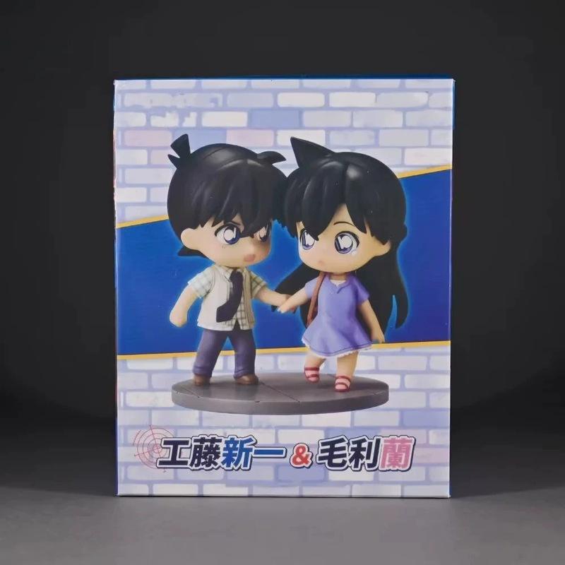Anime Conan Ation Figures Chibi Kudo Shinichi & Mouri Ran Hand In Hand Scene Desktop Ornament PC Case Decoration Model Gifts