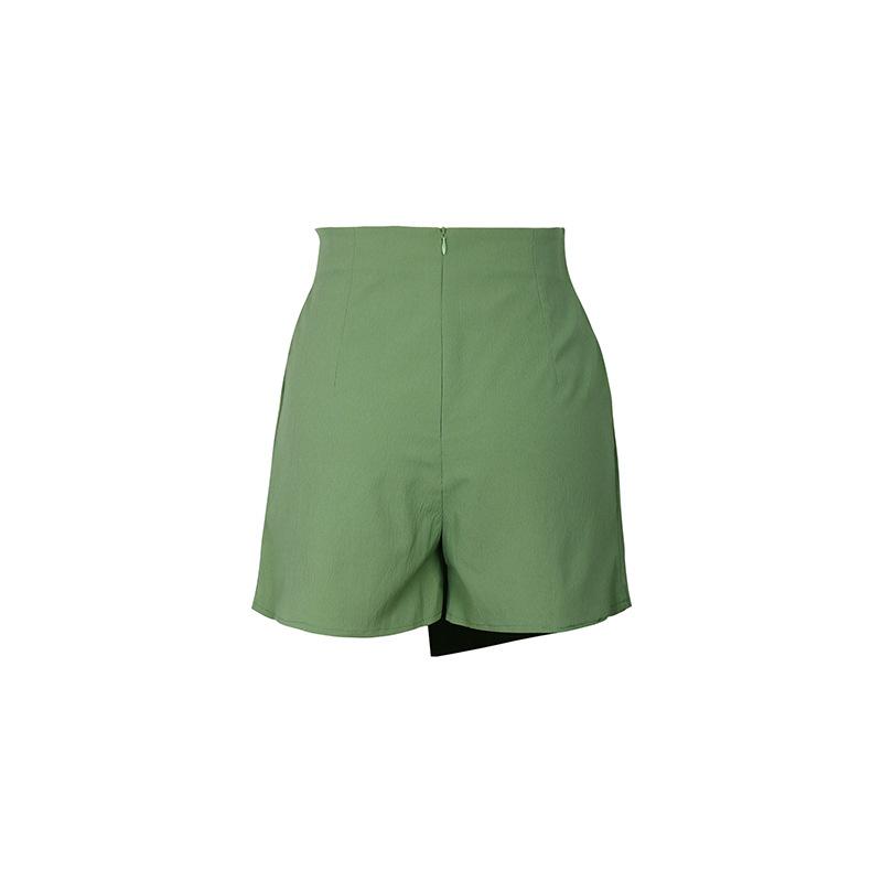 Solid Color High Waisted Culottes Button Decoration Comfortable Casual Green Shorts Summer Clothes Women 2026