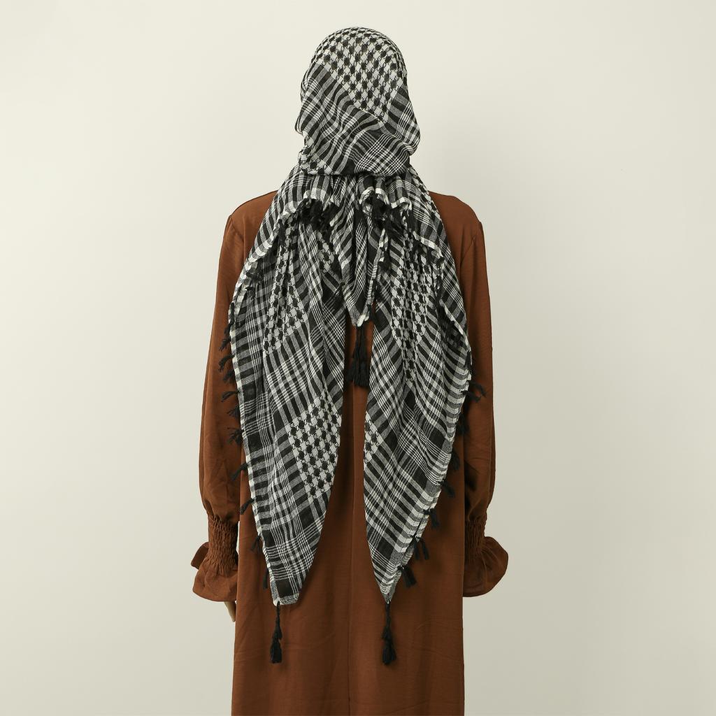 New Modal Ethnic Keffiyeh Hat Caps Head Fringed Arafat Hijab Scarf Arabian Head Cover Dustproof Headwrap Muslim Arab Bandana