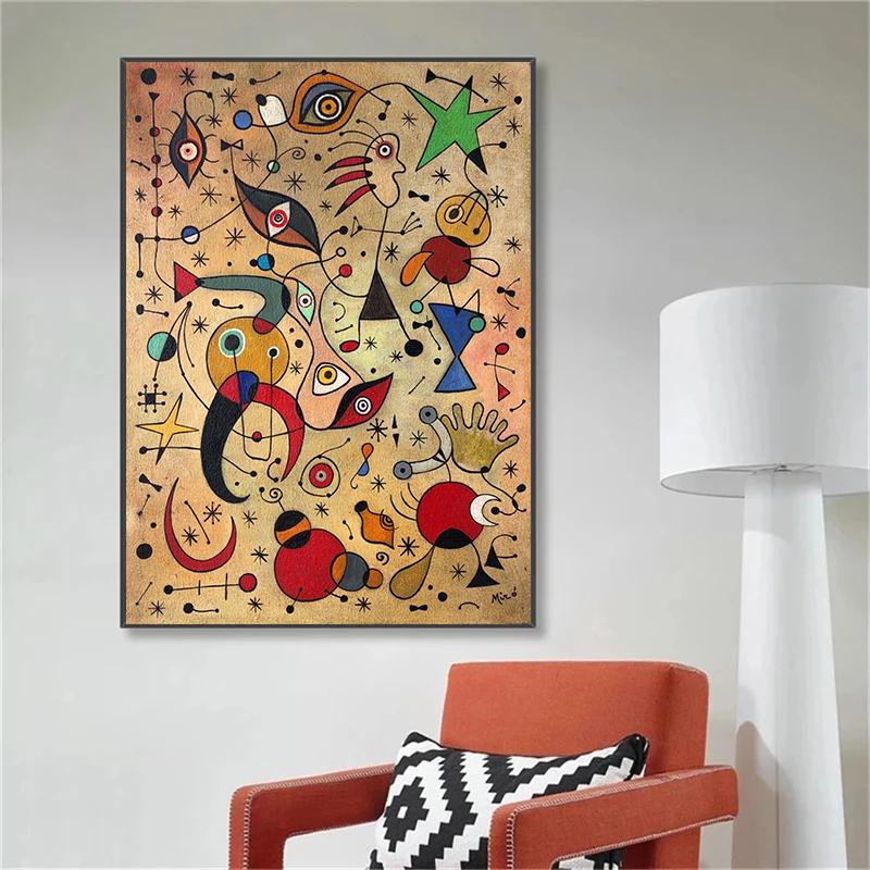 Famous Joan Miro Surrealism Artwork Posters Abstract Canvas Painting Retro Wall Art For Modern Living Room Home Decoration No Frame
