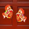 1 Pair Traditional Pattern Horse Year Door Sticker 3D Zodiac Horse Stickers  Window Door Decoration