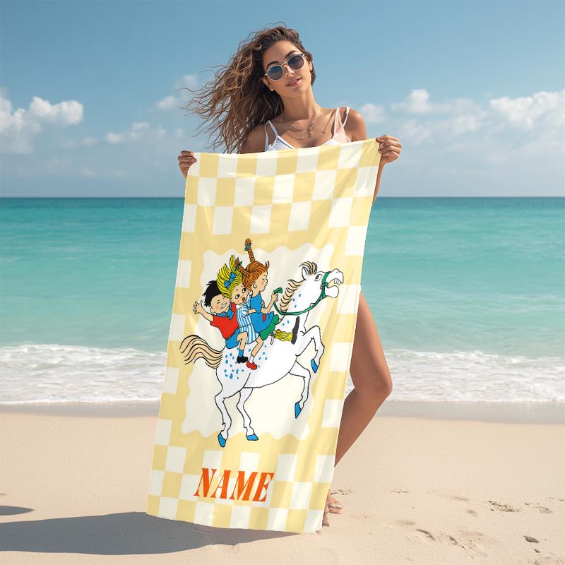 Personalized Pippi Adventures Beach Towel Microfiber Beach Towel Thin Absorbent for Beach Swimming Yoga Bath Sports. 0910248