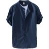 Men's Retro Japanese Linen White Lapel Short Sleeve Shirt