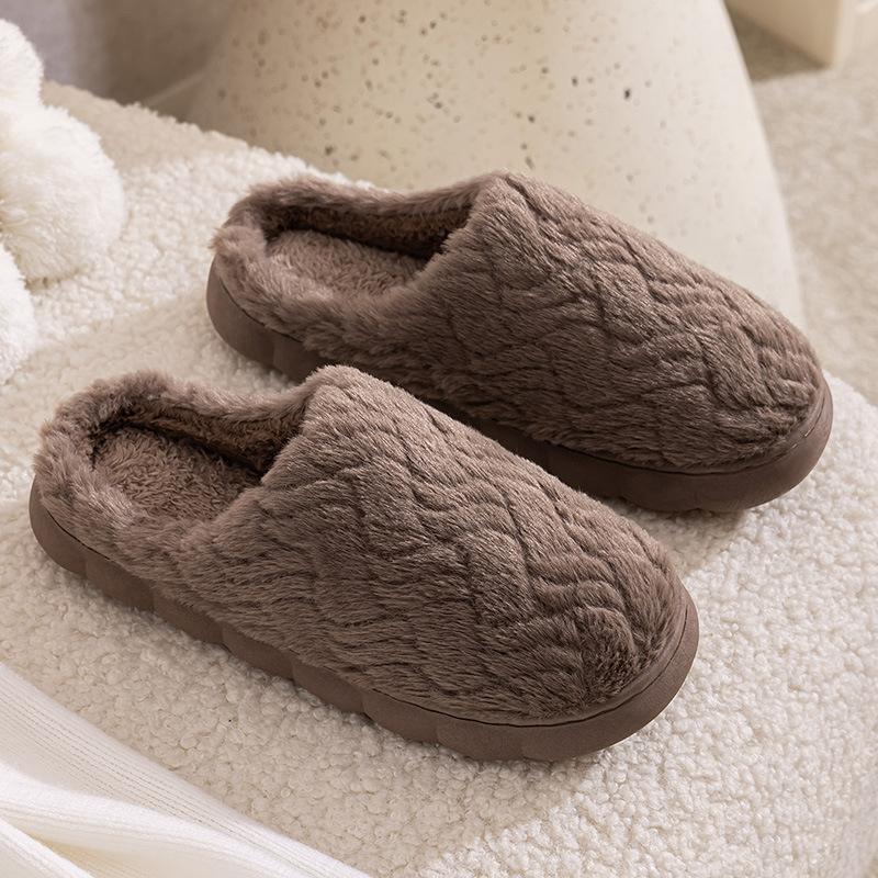 

Qidashun зимние домашние хлопковые тапочки, новые плюшевые теплые хлопковые мопы для пары для дома и улицы 44-45 one size smaller коричневый