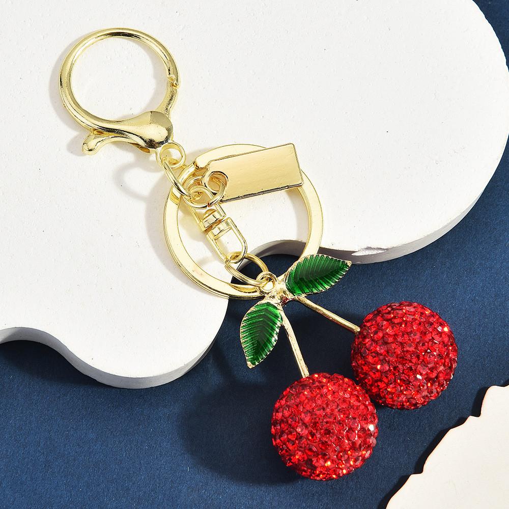 

Cherry Fruit Keychain With Rhinestone Crystals For Spring Decor красный