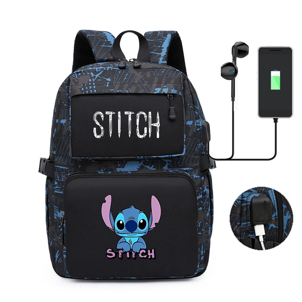 Peripheral Printed Backpack, Large-Capacity Student Schoolbag Usb Computer Bag For Men And Women