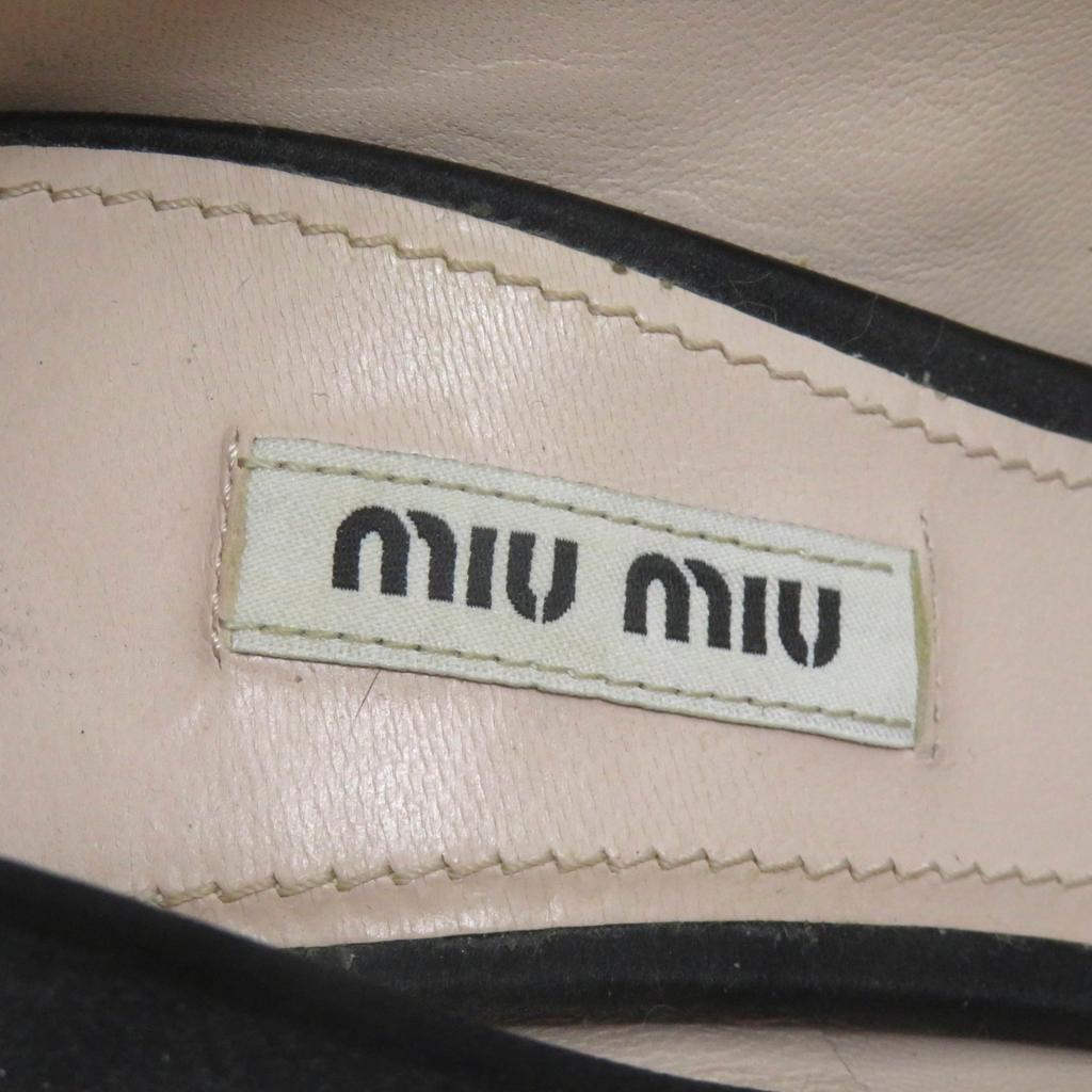 Tolle MIUMIU Pumps Offene Zehenpartie mit Kristallschmuck Schwarz Satin Damen 37 Gebraucht