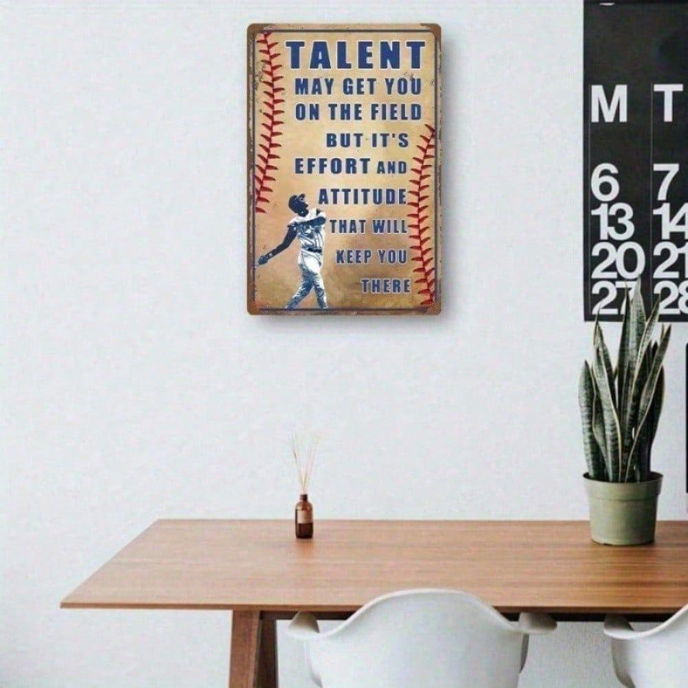 Metal Wall Art Vintage Baseball Motivational Phrase for Bar