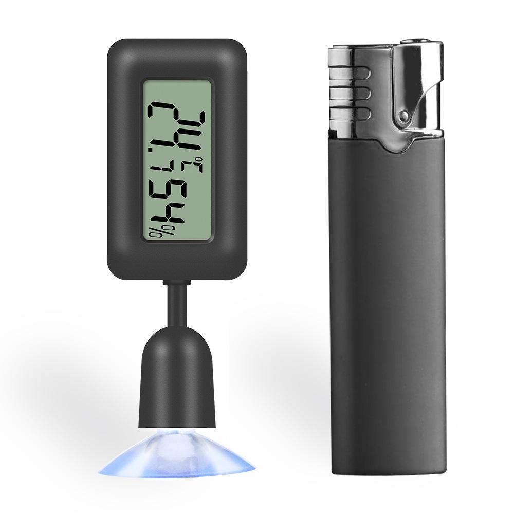 

Міні цифровий термометр для рептилій, що обертається на 360 градусів, світяться на присосці, гігрометр для ящірок, змій, павуків, аксесуарів чорний