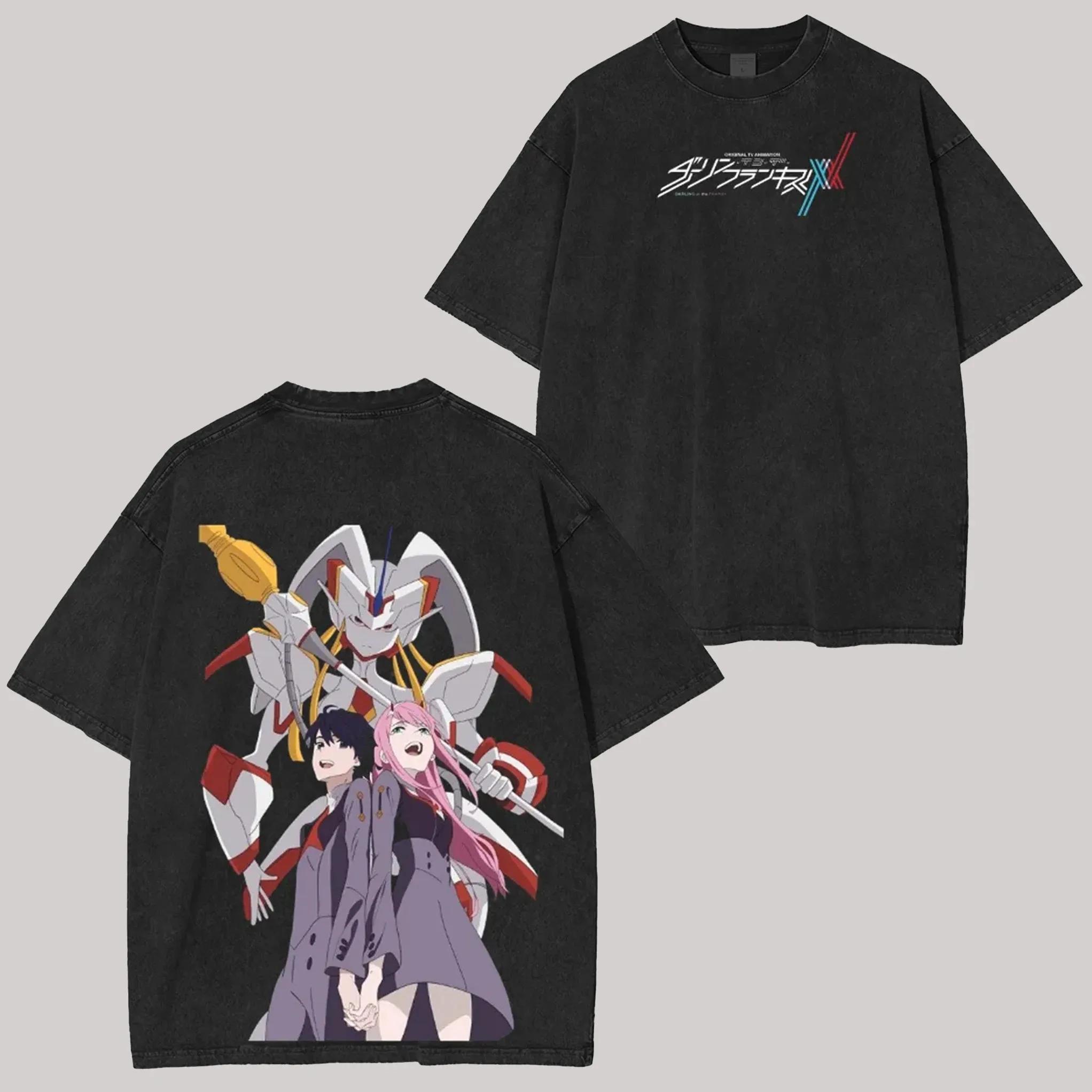 

DARLING in The FRANXX Washed TShirt New Personalized Clothing AllSeason Wear Loose Unisex Street Style Fashionable Soft S