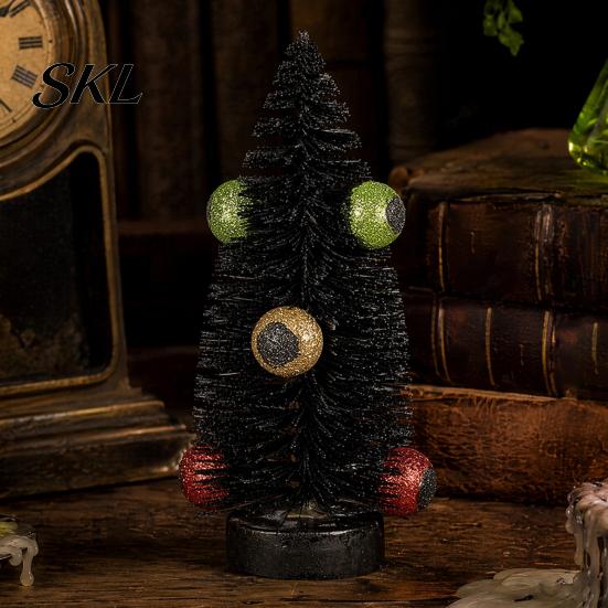 Cool Halloween Ornaments Black Tree with Eyeball Decor, Spooky Dark Centerpiece for Holiday Decorations Desk Shelf, Creative Party Scene Ornament,