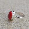 Handmade Oval Red Coral Ring, 925 Sterling Silver April Birthstone Ring