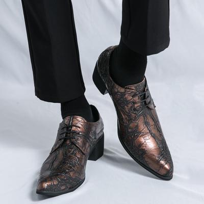 Men's Evening Ball High Heeled Leather Shoes European and American Designer Style Outdoor Fashion Party Plus Size Black Shoes