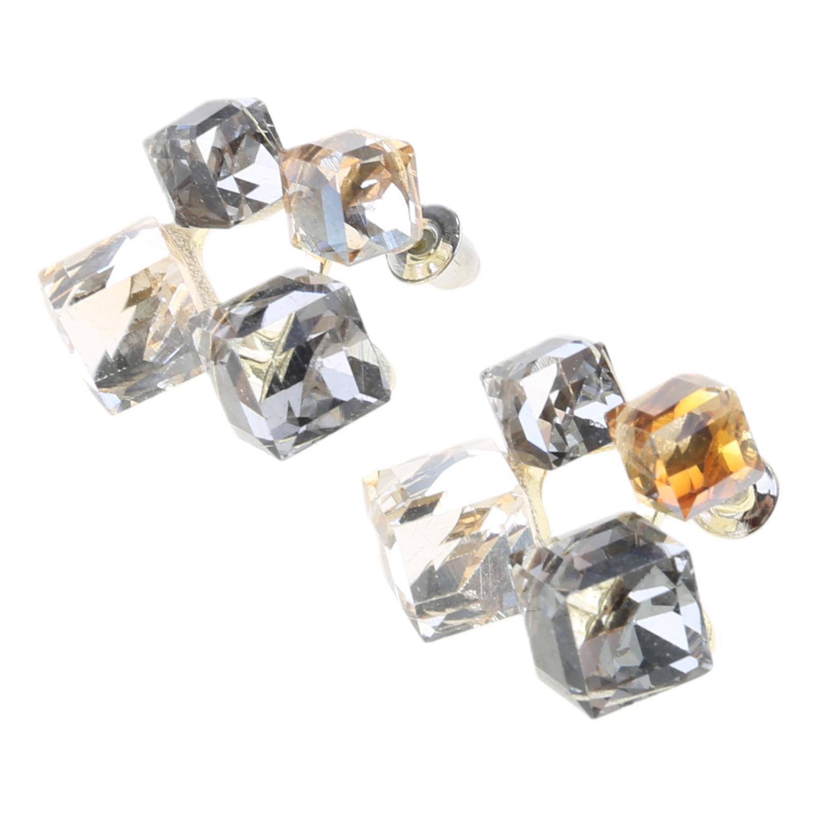 

3D Кристальные серьги-пусеты в виде кубиков сахара, стереоскопические квадратные геометрические серьги, стильные украшения для вечеринок и свадеб