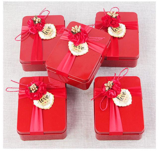 Customizable Rectangular Wedding Candy and Cigarette Tin Gift Box Set