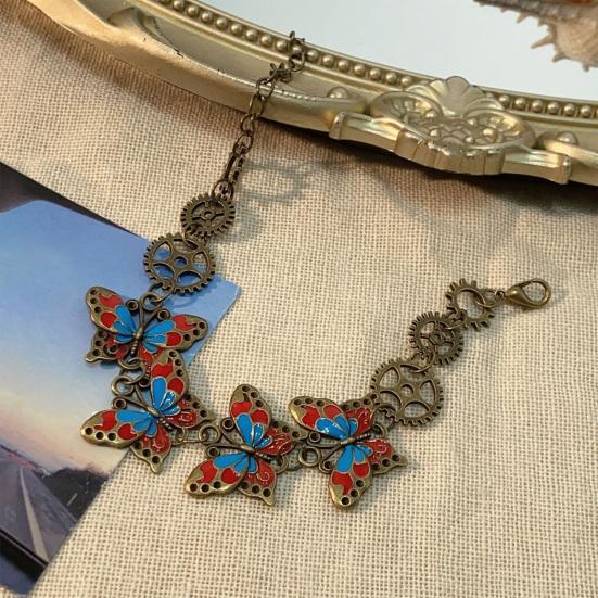 Palace Style Bracelet, Butterfly Gear Bracelet with Strong Enamel Technology, Adjustable Chain Women Bracelet for Jewelry Gift