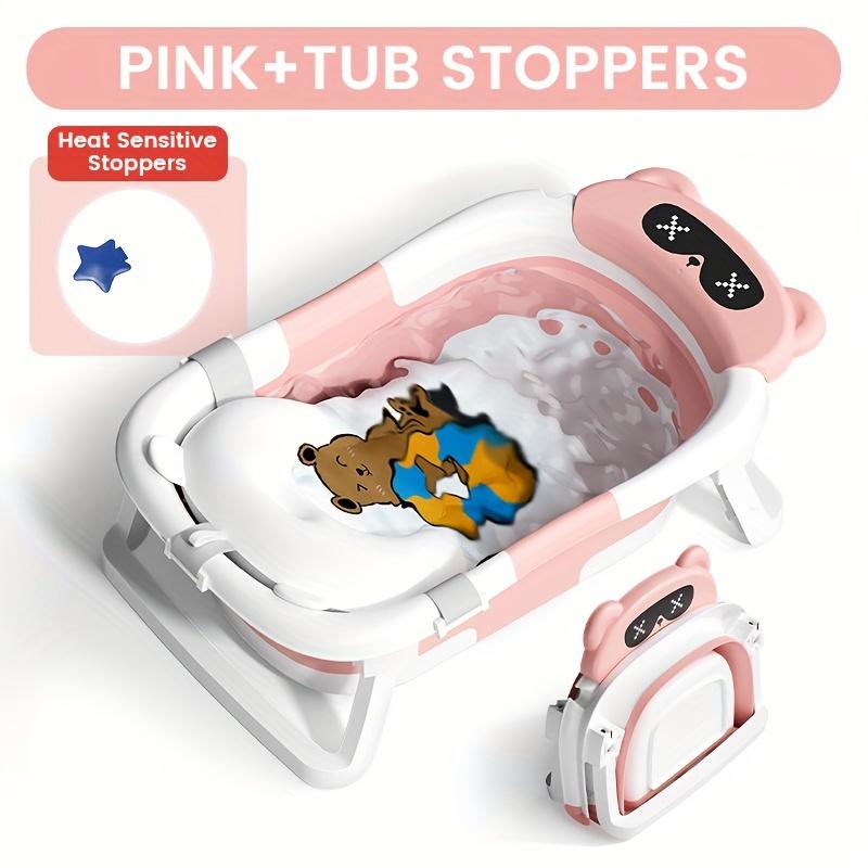 

Складная детская ванночка - Портативная детская ванночка для путешествий, Нескользящая и прочная, Плавающий матрасик, Идеальный детский товар для новорожденных и малышей розовый