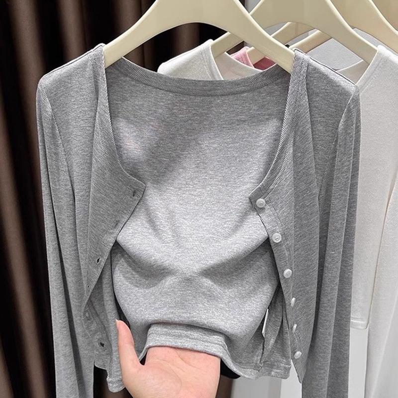Ice silk sunscreen shawl with sweater cardigan women, 2025 new autumn thin section high-end early autumn long-sleeved knitted top