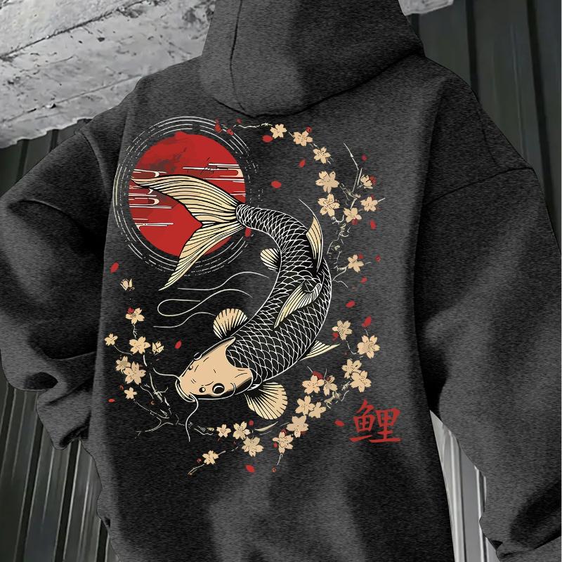 

Ukiyo-e style Autumn winter models Men s Fleece windproof Warm Cotton Oversized Hoodie Outdoor Commuter Men s High Elastic top 3XL