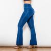 Shascullfites High Waist Flare Jeans Four Ways Stretchable Summer Denim Casual Solid Blue Flare Jeans Fashion