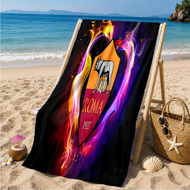 Roma Football Club Crest Beach Towel Microfiber Beach Towel, Lightweight and Quick-Dry, for Summer Travel, Swimming Pool Fan Birthday Gift