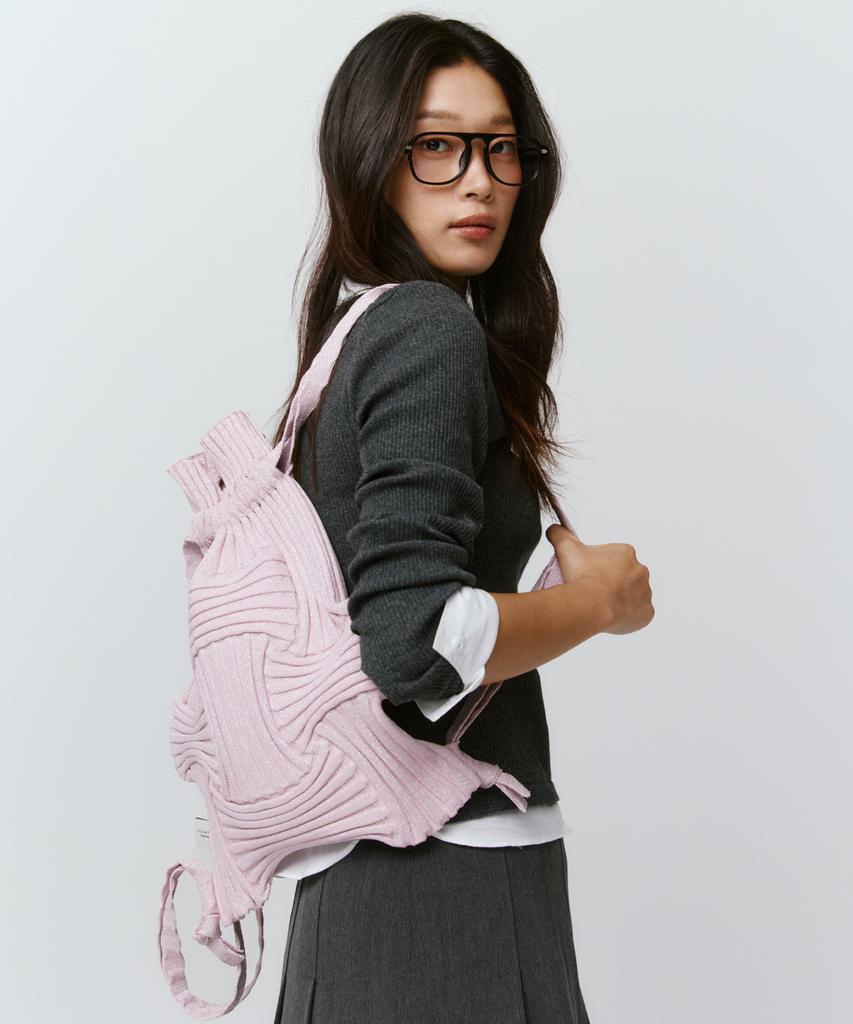 Pleatsmama New Bow Backpack Glitter Pale Pink