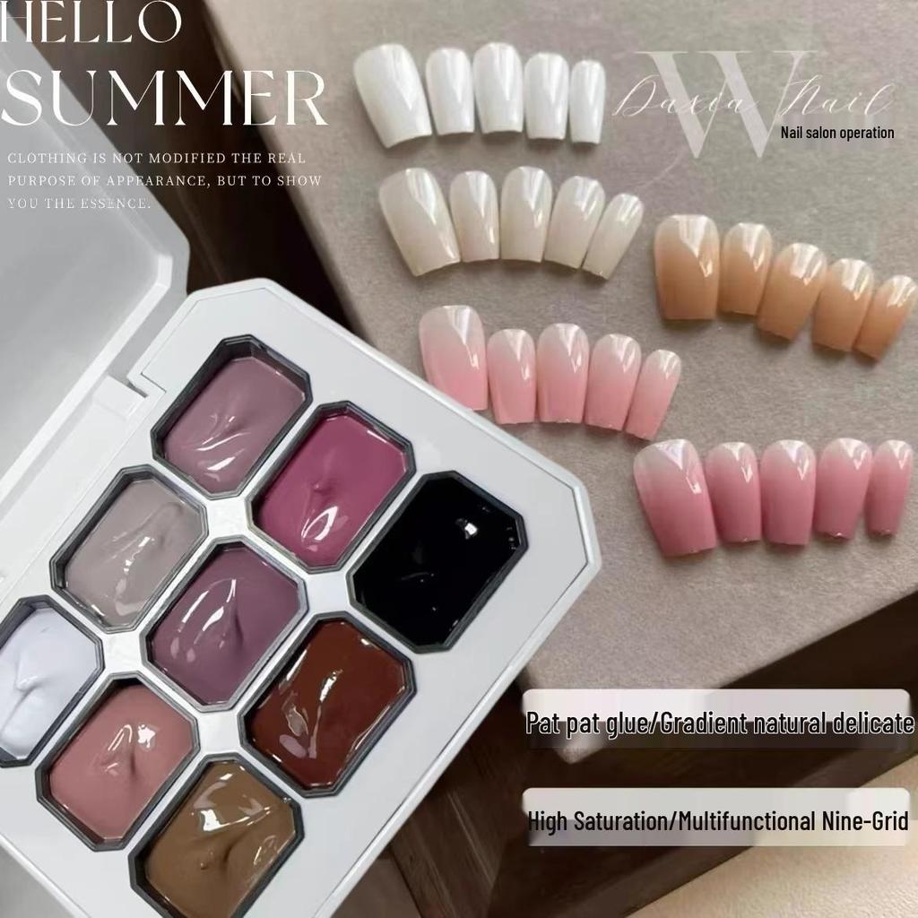 Nine-Grid Gradient Macaron Blush Nail Polish - High Saturation, Free Edge, Special Nail Art Paint.