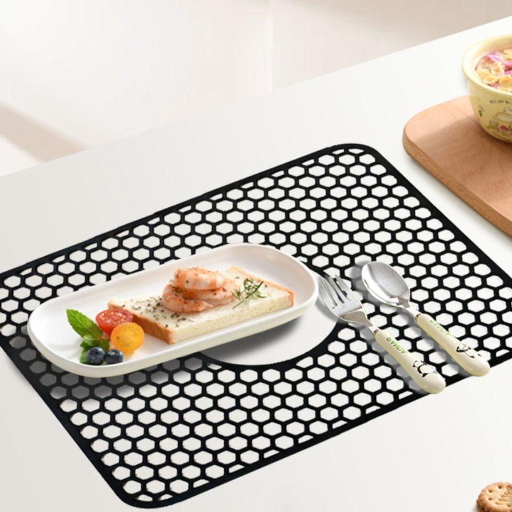 Hollow Dishes Drying Mat Silicone Drain Pad Household Countertop Mat  Tableware
