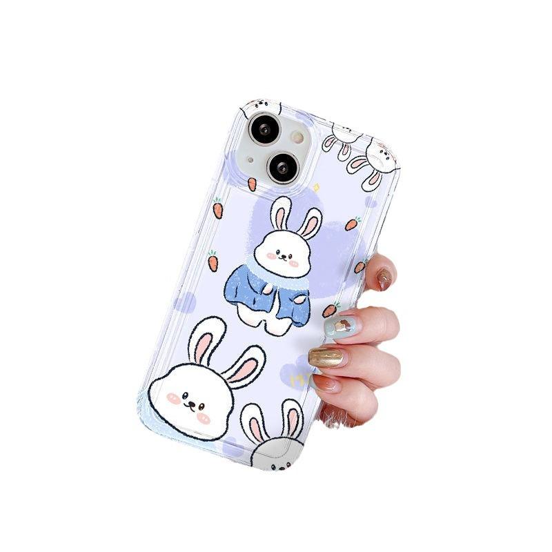 Cute Little White Rabbit for iPhone17PorMax Cartoon Mobile Phone Case 14 Apple 13 Transparent 16/15 Anti-drop