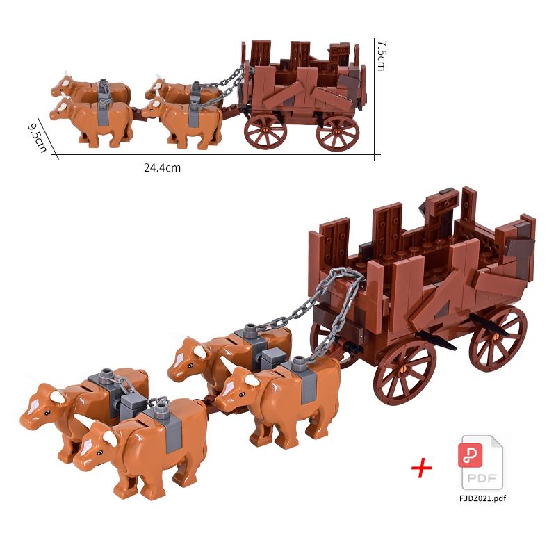 Medieval Egypt Wooden Horse Carriage Building Blocks Kit - 2 Horses Suitable for Children's Building Block Toys