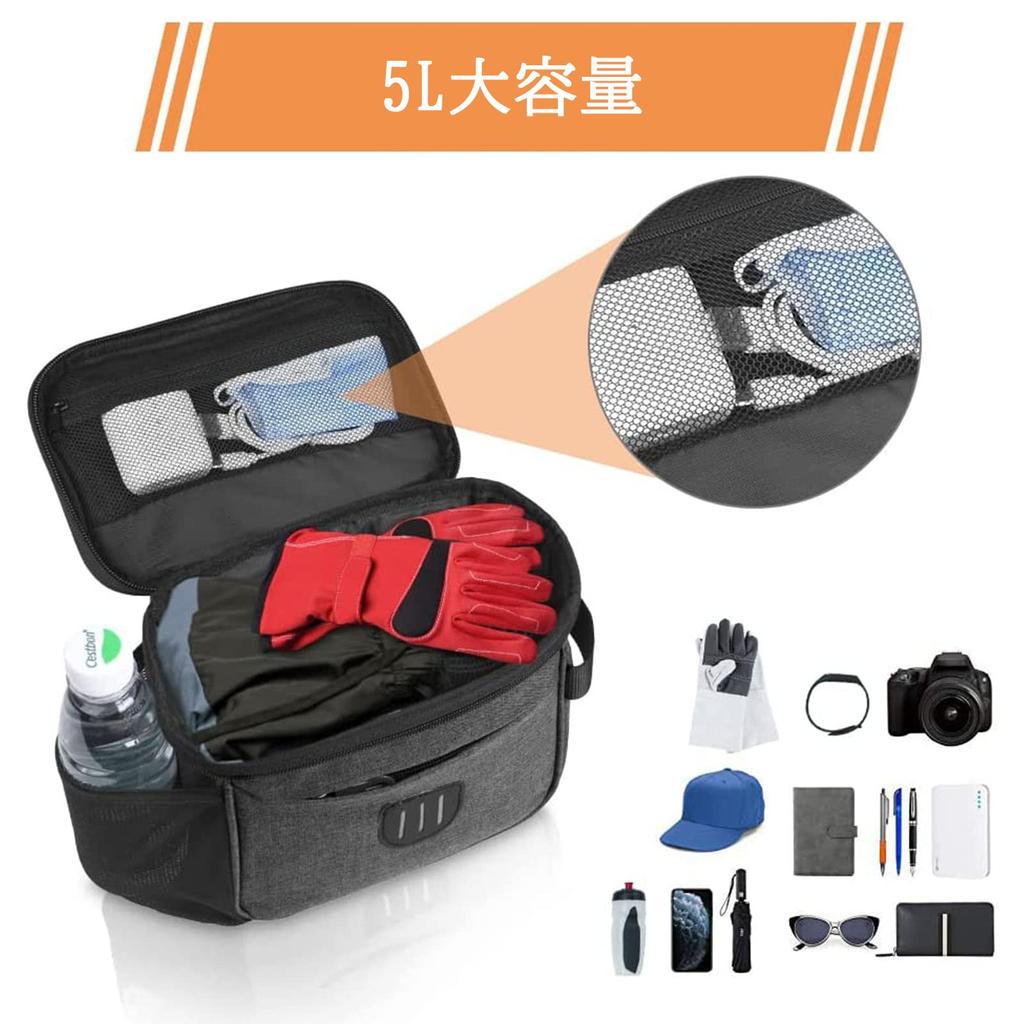 Bicycle Front Handlebar Commuter Shoulder 5L Large Front Storage Easy To Attach and Reflective Perfect for or School Bag, Bag, Bag, Capacity,