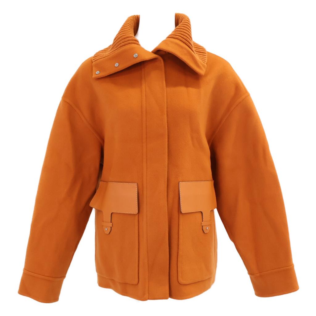 loro piana FAL3655 Elijah Palto / Elijah Palto Bebek Kaşmir Kuzu Derisi Örgü Fermuarlı Bluz Ceket S Turuncu Kullanılmış